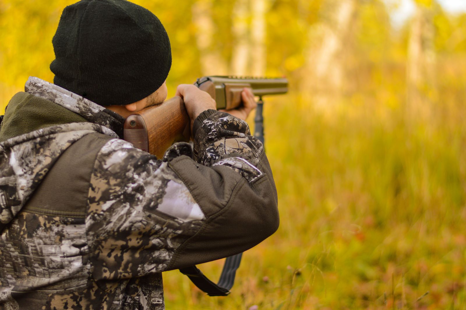 View from behind hunter's shoulder