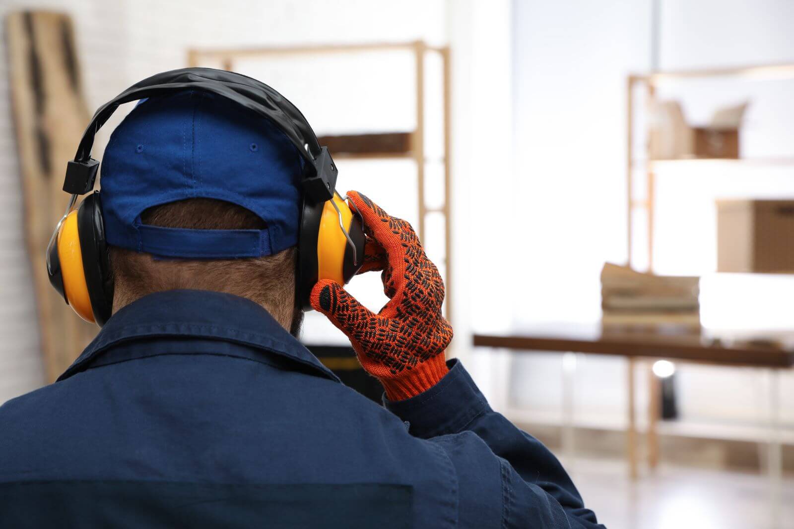 Ear protection on worker