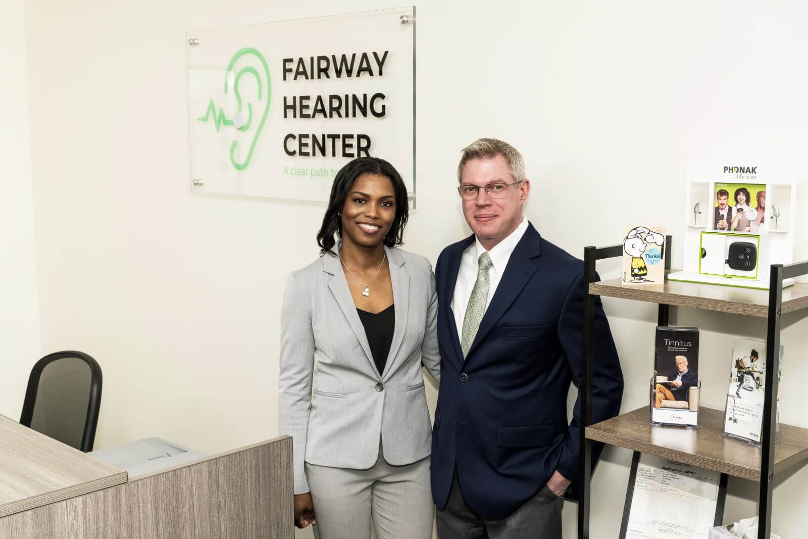 Scott Mehrer and Kivoney Mehrer in Fairway Hearing Center Office